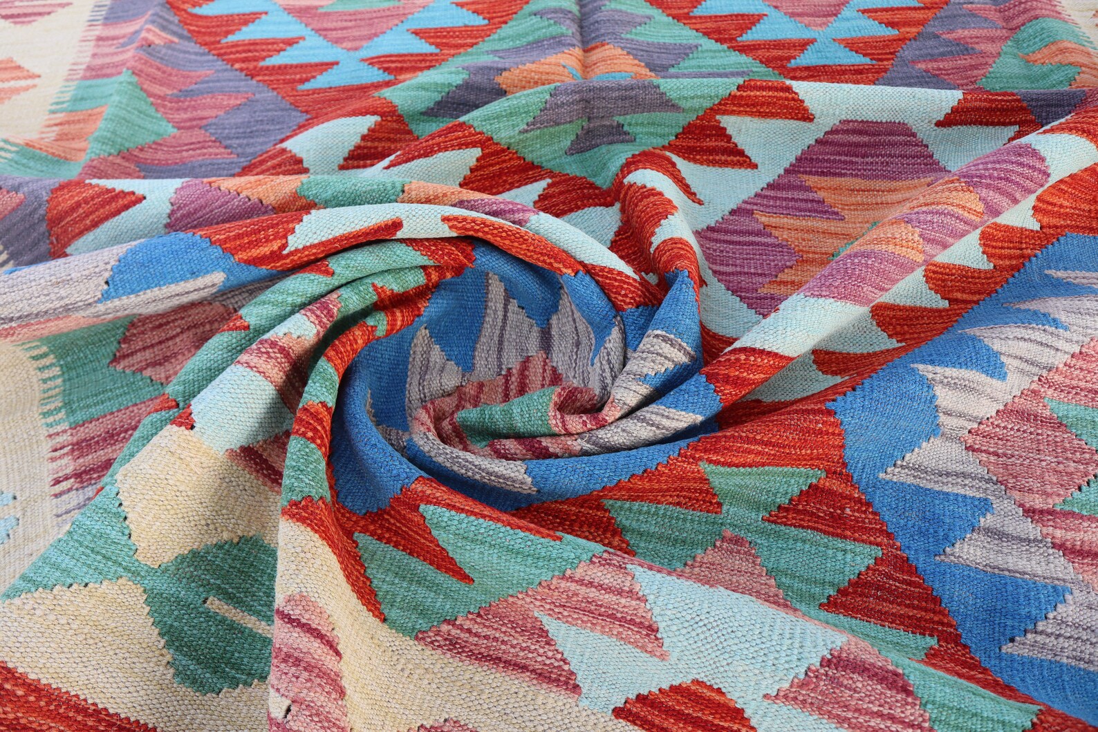 Handwoven Afghan Kilim Rug – 189x296 cm | New Tribal Wool Carpet