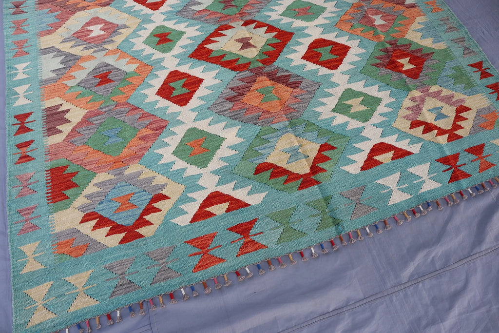 Handwoven Afghan Kilim Rug – 208x293 cm | New Tribal Wool Carpet