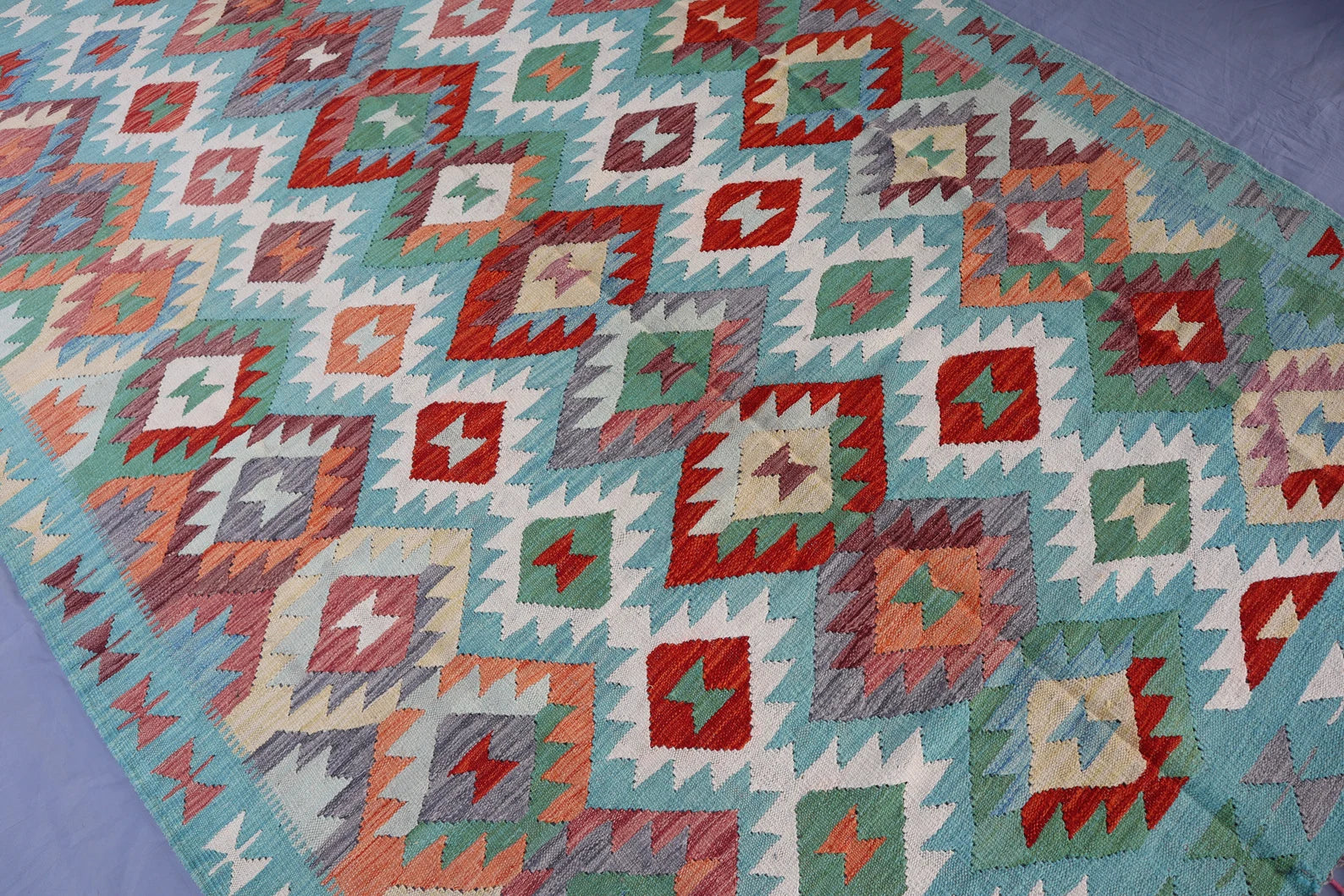 Handwoven Afghan Kilim Rug – 208x293 cm | New Tribal Wool Carpet