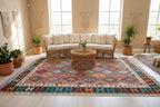 Large Handwoven Afghan Kilim Rug 6.8×10 ft | Wool Tribal Boho Carpet | Worldwide Shipping