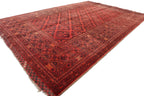 Large Red Tribal Area Rug 6.7 × 10.0 ft (205 × 305 cm) – Geometric Vintage Wool Carpet | Living Room Rug