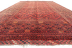 Large Red Tribal Area Rug 6.7 × 10.0 ft (205 × 305 cm) – Geometric Vintage Wool Carpet | Living Room Rug