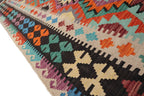Large Handwoven Afghan Kilim Rug 6.8×10 ft | Wool Tribal Boho Carpet | Worldwide Shipping