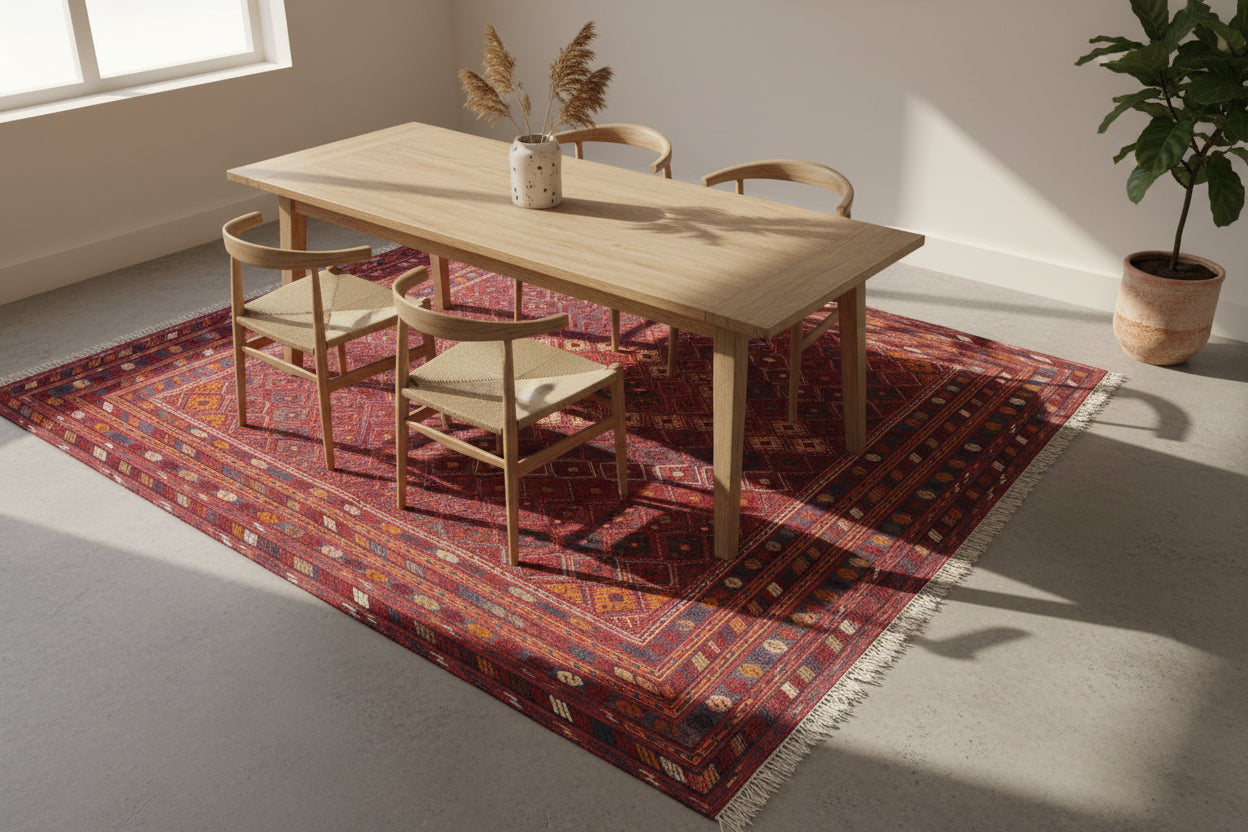 Mashwani Tribal Rug 201 × 290 cm – Handwoven Wool Flatweave | Geometric Afghan Design | 6.6 × 9.5 ft