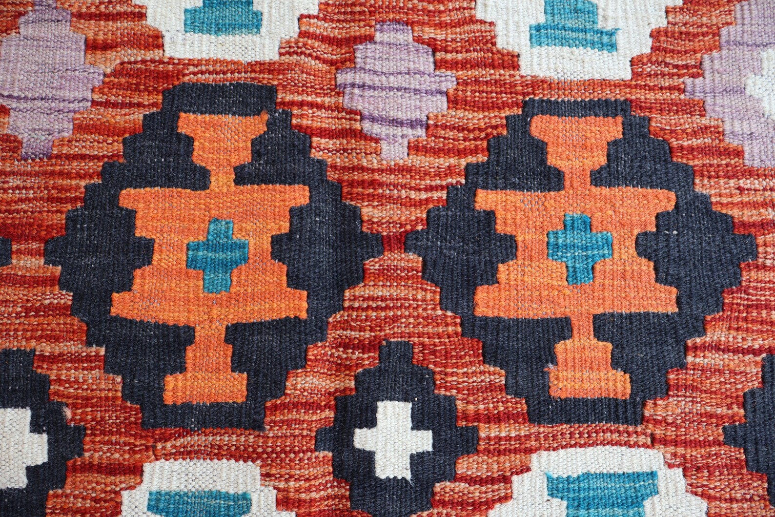 Afghan Kilim Rug 128 × 177 cm – Handwoven Wool Carpet | Tribal Geometric Flat-Weave | Boho Home Decor | 4.2 × 5.8 ft