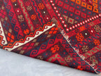 Handmade Afghan Kilim Rug – 205x280 cm | Deep Red Tribal Wool Carpet