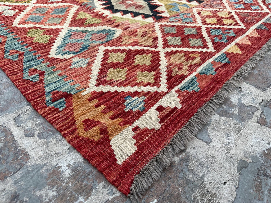 Handmade Afghan Kilim Rug – 256x310 cm | Traditional Tribal Wool Carpet