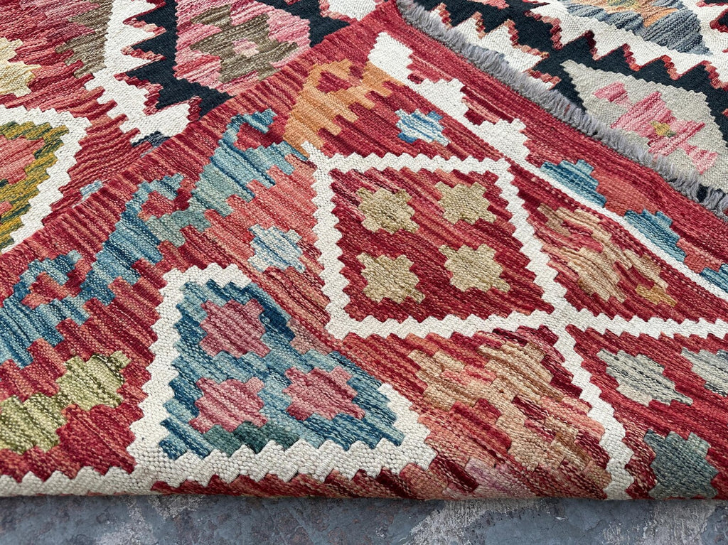 Handmade Afghan Kilim Rug – 256x310 cm | Traditional Tribal Wool Carpet