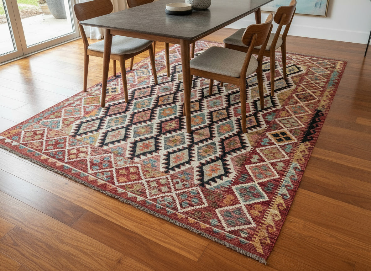 Handmade Afghan Kilim Rug – 256x310 cm | Traditional Tribal Wool Carpet