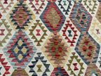 Handmade Afghan Kilim Rug – 262x344 cm | Ivory Base Multicolor Tribal Wool Carpet