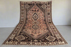 Handmade Afghan Wool Rug – 5’7” x 8’6” Carpet | Vintage Tribal Terracotta & Brown Caucasian Geometric by Nomad Weaves
