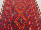 Handmade Afghan Kilim Rug – 205x280 cm | Deep Red Tribal Wool Carpet