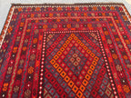 Handmade Afghan Kilim Rug – 205x280 cm | Deep Red Tribal Wool Carpet