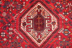 Handmade Afghan Wool Rug – 5x7ft Carpet | Vintage Tribal Red and Navy Caucasian Geometric by Nomad Weaves