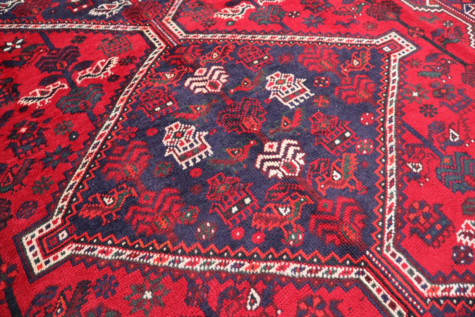 Handmade Afghan Wool Rug – 7x10ft Carpet | Vintage Turkmen Tribal Red Geometric Oriental by Nomad Weaves