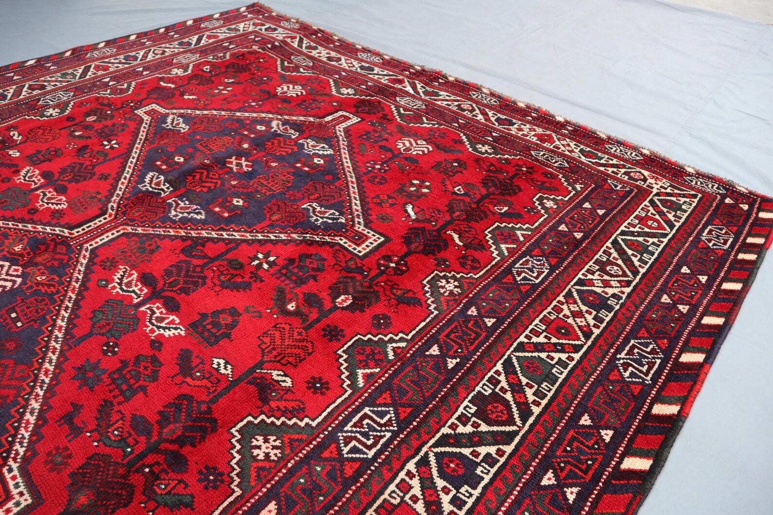 Handmade Afghan Wool Rug – 7x10ft Carpet | Vintage Turkmen Tribal Red Geometric Oriental by Nomad Weaves