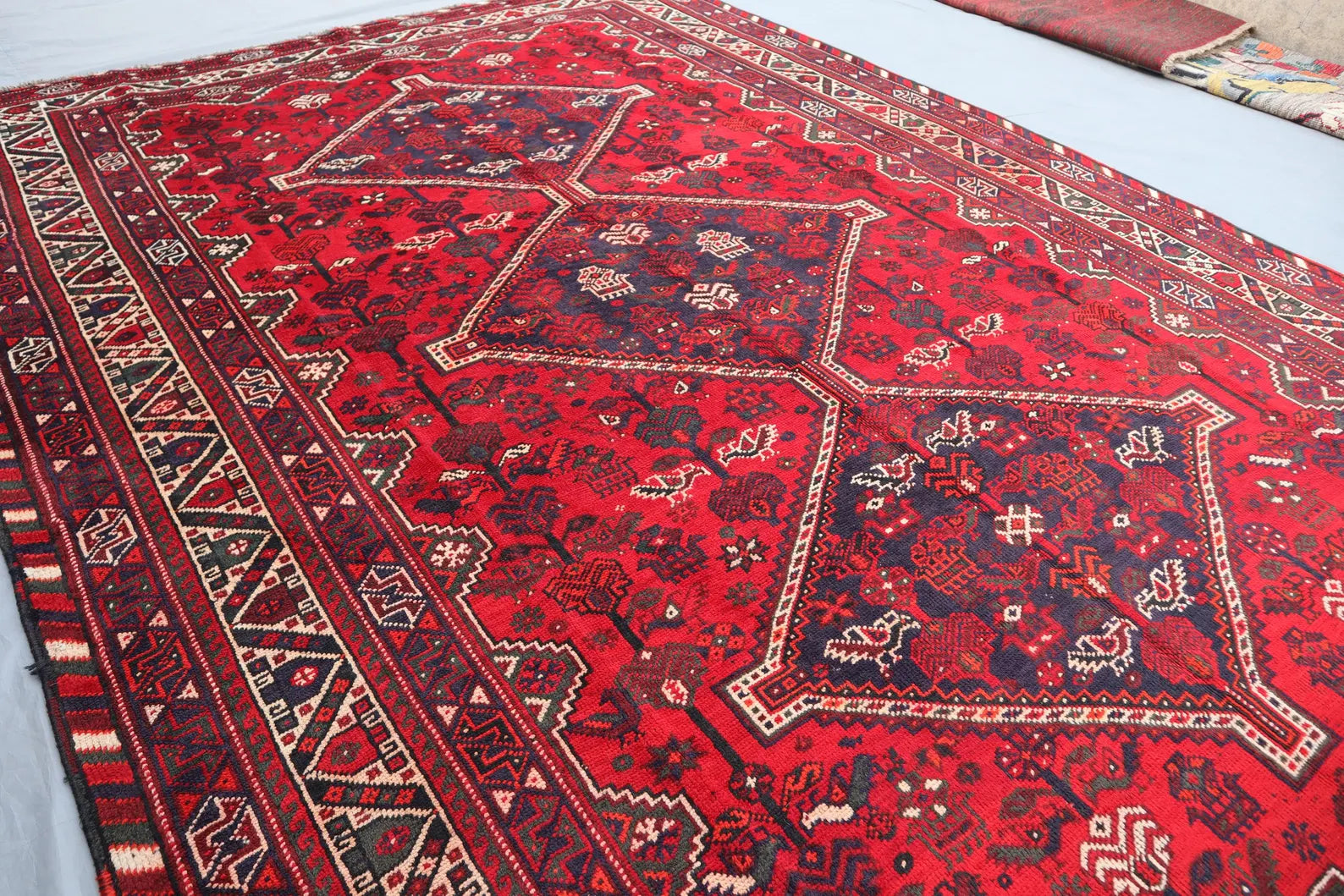 Handmade Afghan Wool Rug – 7x10ft Carpet | Vintage Turkmen Tribal Red Geometric Oriental by Nomad Weaves