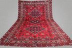 Handmade Afghan Wool Rug – 7x10ft Carpet | Vintage Turkmen Tribal Red Geometric Oriental by Nomad Weaves
