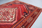 Handmade Afghan Wool Rug – 5’9” x 8’4” Carpet | Vintage Turkmen Tribal Red Geometric Oriental by Nomad Weaves