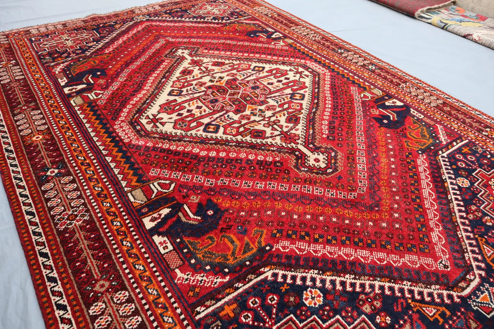 Handmade Afghan Wool Rug – 5’9” x 8’4” Carpet | Vintage Turkmen Tribal Red Geometric Oriental by Nomad Weaves
