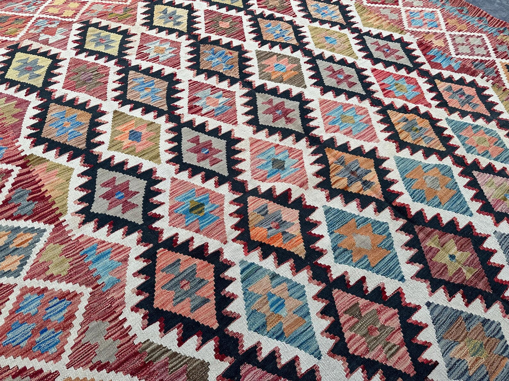 Handmade Afghan Kilim Rug – 256x310 cm | Traditional Tribal Wool Carpet