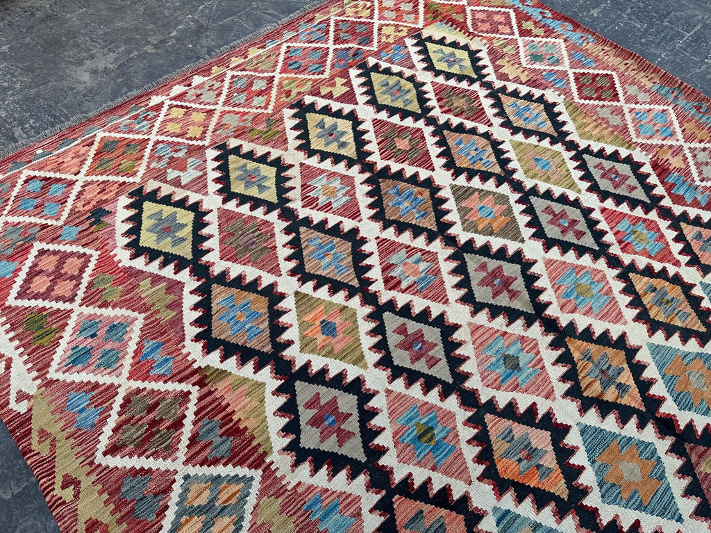 Handmade Afghan Kilim Rug – 256x310 cm | Traditional Tribal Wool Carpet