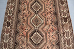 Handmade Afghan Wool Rug – 5’7” x 8’6” Carpet | Vintage Tribal Terracotta & Brown Caucasian Geometric by Nomad Weaves