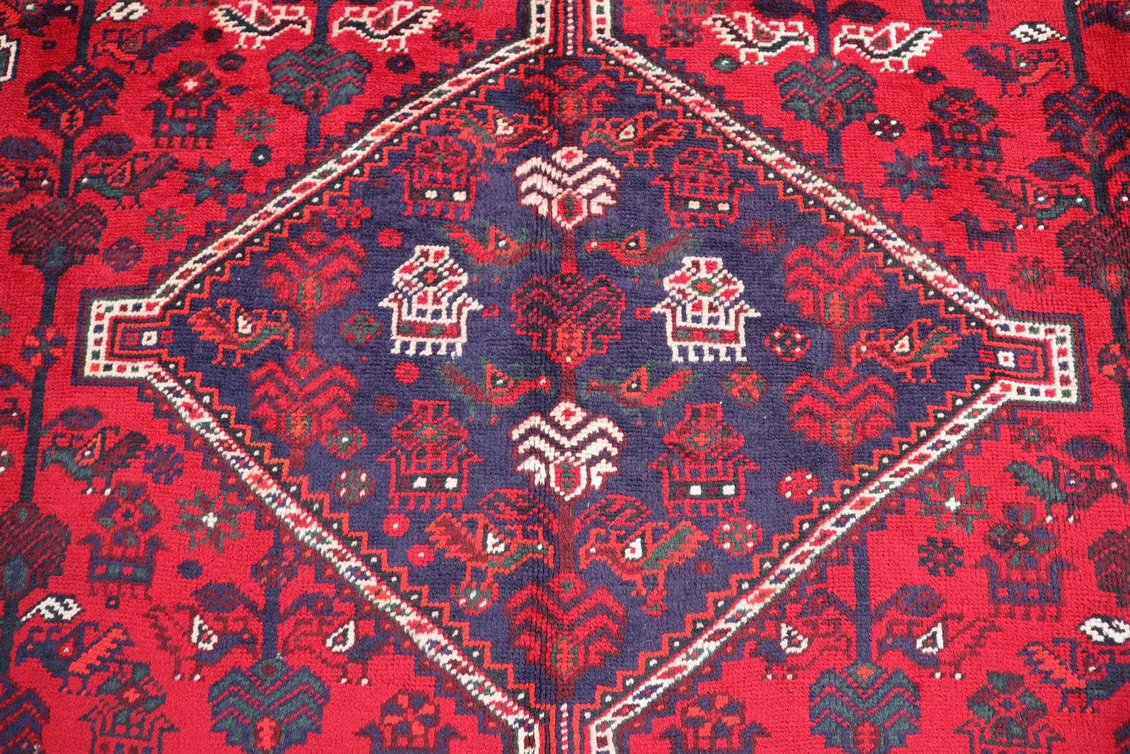 Handmade Afghan Wool Rug – 7x10ft Carpet | Vintage Turkmen Tribal Red Geometric Oriental by Nomad Weaves