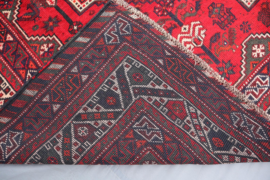 Handmade Afghan Wool Rug – 7x10ft Carpet | Vintage Turkmen Tribal Red Geometric Oriental by Nomad Weaves