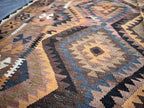 Handmade Afghan Kilim Rug – 192x274 cm | Earth-Tone Tribal Wool Carpet