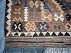 Handmade Afghan Kilim Rug – 192x274 cm | Earth-Tone Tribal Wool Carpet