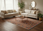 Handmade Afghan Kilim Rug – 204x290 cm | Warm Autumn Tones Wool Tribal Carpet