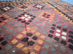 Handmade Afghan Kilim Rug – 204x290 cm | Warm Autumn Tones Wool Tribal Carpet