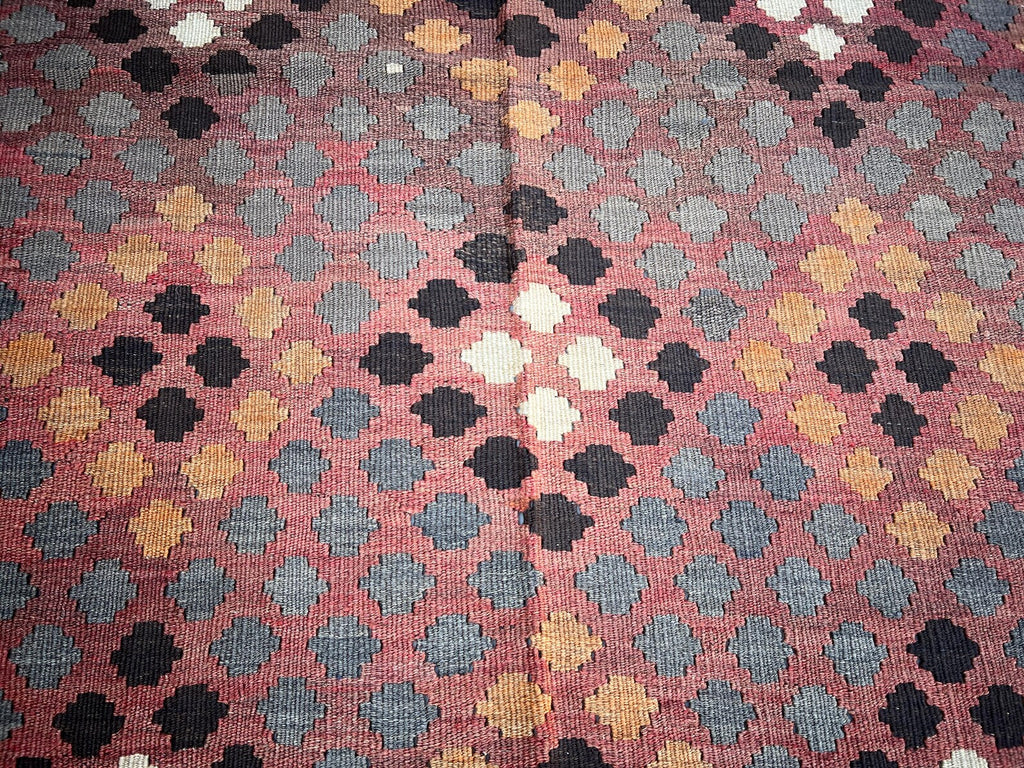 Handmade Afghan Kilim Rug – 204x290 cm | Warm Autumn Tones Wool Tribal Carpet