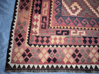 Handmade Afghan Kilim Rug – 239x370 cm | Rust & Terracotta Wool Carpet with Tribal Geometric Design