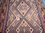 Handmade Afghan Kilim Rug – 239x370 cm | Rust & Terracotta Wool Carpet with Tribal Geometric Design