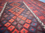 Handmade Afghan Flatweave Rug – 8x14ft Wool Carpet | Vintage Tribal Turkmen Geometric Red Oriental by Nomad Weaves