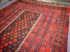 Handmade Afghan Flatweave Rug – 8x14ft Wool Carpet | Vintage Tribal Turkmen Geometric Red Oriental by Nomad Weaves