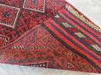 Handmade Afghan Runner Rug – 2’7” x 8’5” Wool Carpet | Vintage Baluch Tribal Turkmen Red Hallway Rug by Nomad Weaves