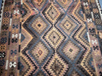 Handmade Afghan Kilim Rug – 192x274 cm | Earth-Tone Tribal Wool Carpet