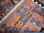 Handmade Afghan Kilim Rug – 204x290 cm | Warm Autumn Tones Wool Tribal Carpet