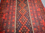 Handmade Afghan Flatweave Rug – 8x14ft Wool Carpet | Vintage Tribal Turkmen Geometric Red Oriental by Nomad Weaves
