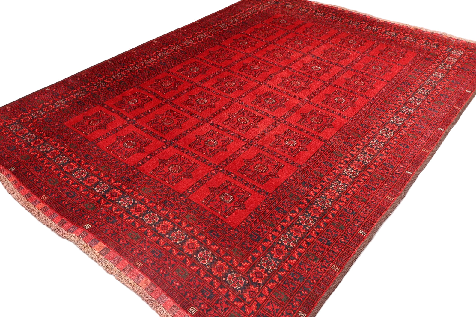 Afghan Red Khal Mohammadi Rug 186 × 287 cm – Handwoven Wool Carpet | Deep Crimson Tribal Motifs | 6.1 × 9.4 ft