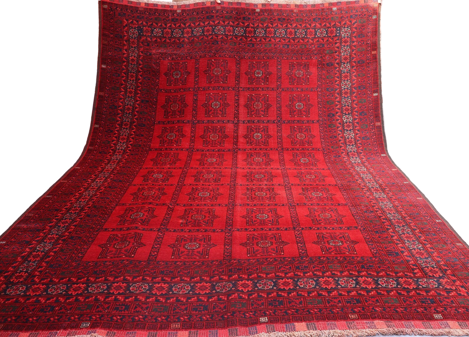 Afghan Red Khal Mohammadi Rug 186 × 287 cm – Handwoven Wool Carpet | Deep Crimson Tribal Motifs | 6.1 × 9.4 ft