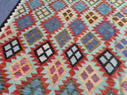 Handmade Afghan Kilim Rug – 211x213 cm | Vibrant Multicolor Tribal Wool Carpet
