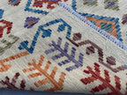 Handmade Afghan Kilim Rug – 185x251 cm | Cream Base Tribal Wool Carpet