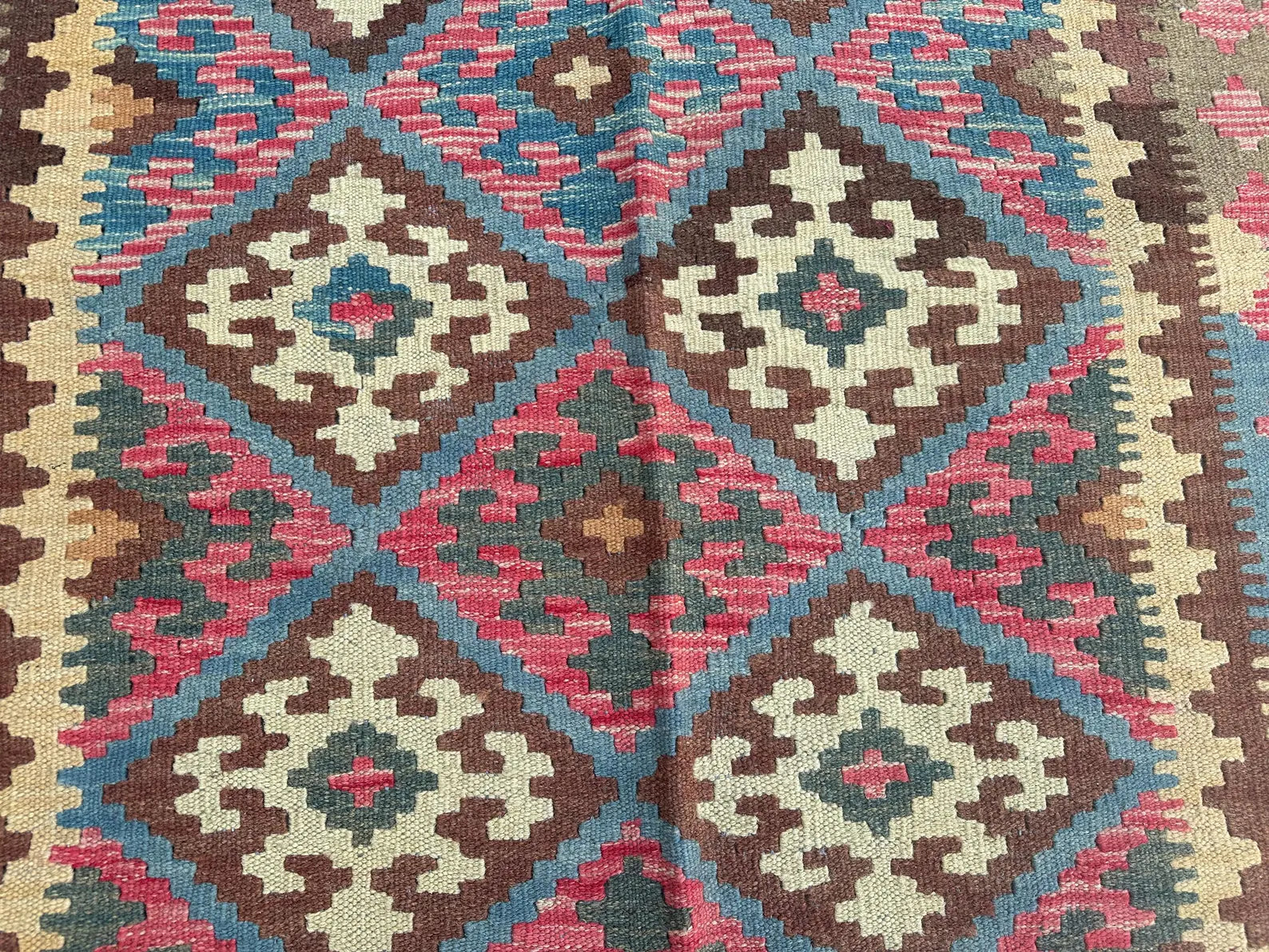 Handmade Afghan Kilim Rug – 168x254 cm | Tribal Wool Carpet in Earthy Tones