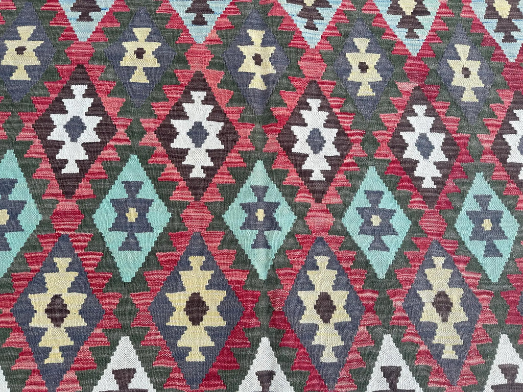 Handmade Afghan Kilim Rug – 186x302 cm | Multicolor Tribal Wool Carpet