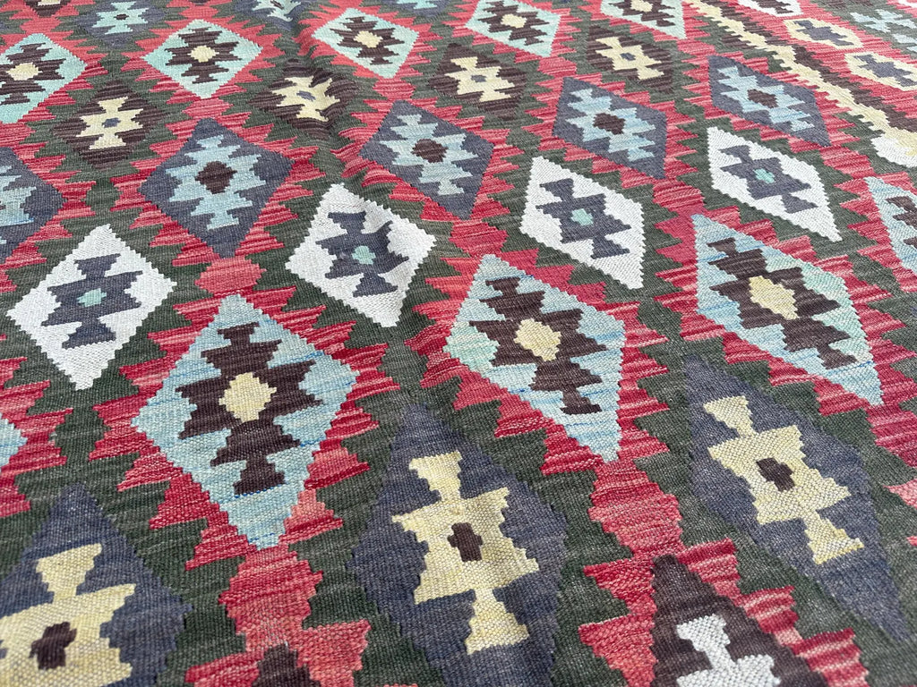 Handmade Afghan Kilim Rug – 186x302 cm | Multicolor Tribal Wool Carpet
