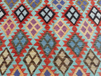 Handmade Afghan Kilim Rug – 211x213 cm | Vibrant Multicolor Tribal Wool Carpet